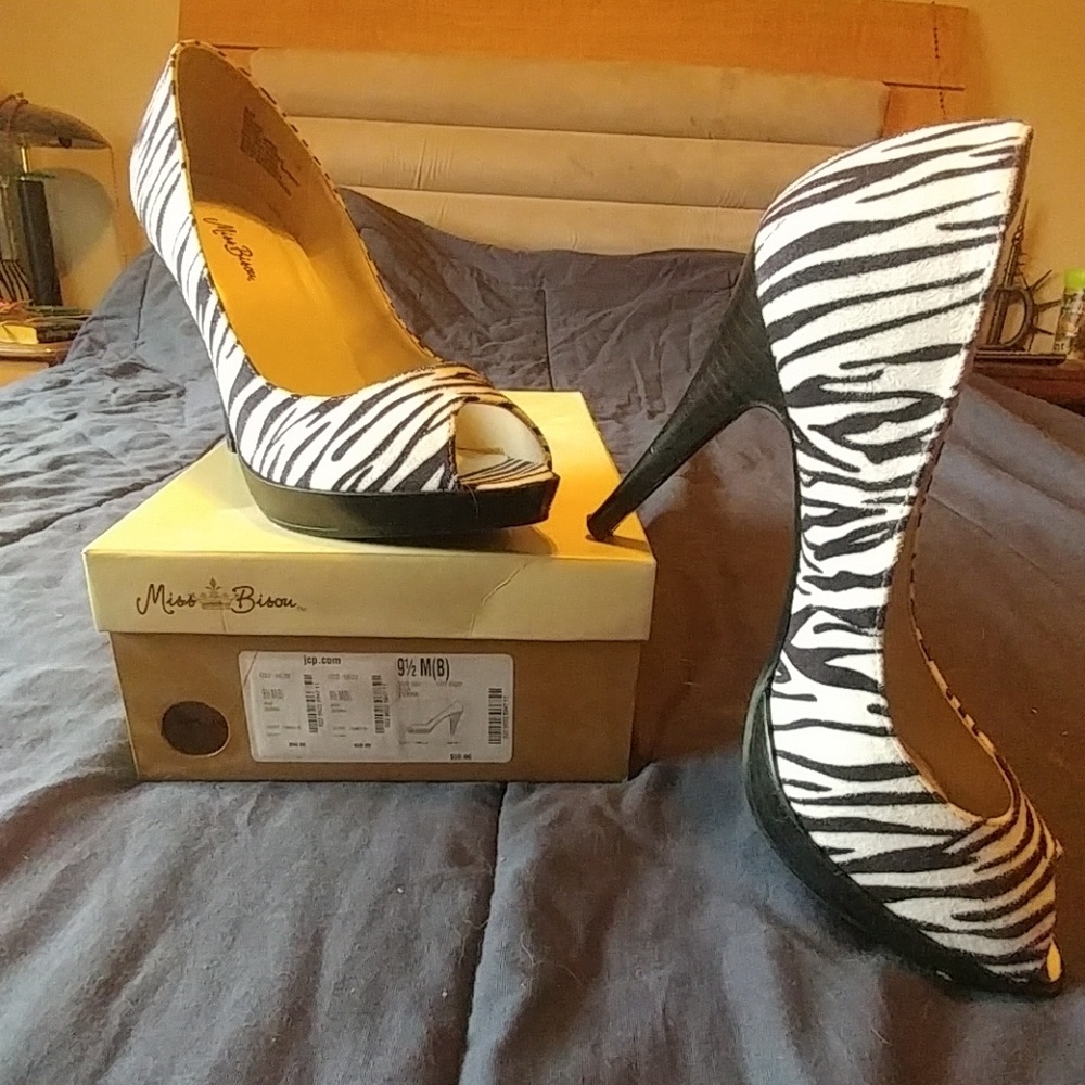 Zebra print heels